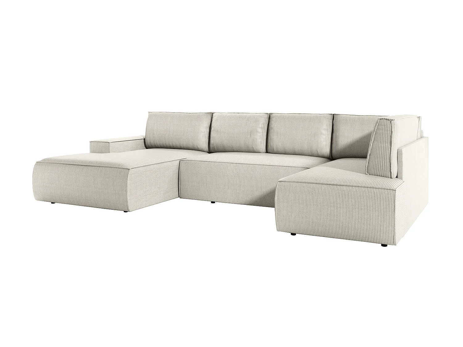 Wieloosobowa lewostronna kanapa narożna rozkładana beżowy sztruks - AMELIA