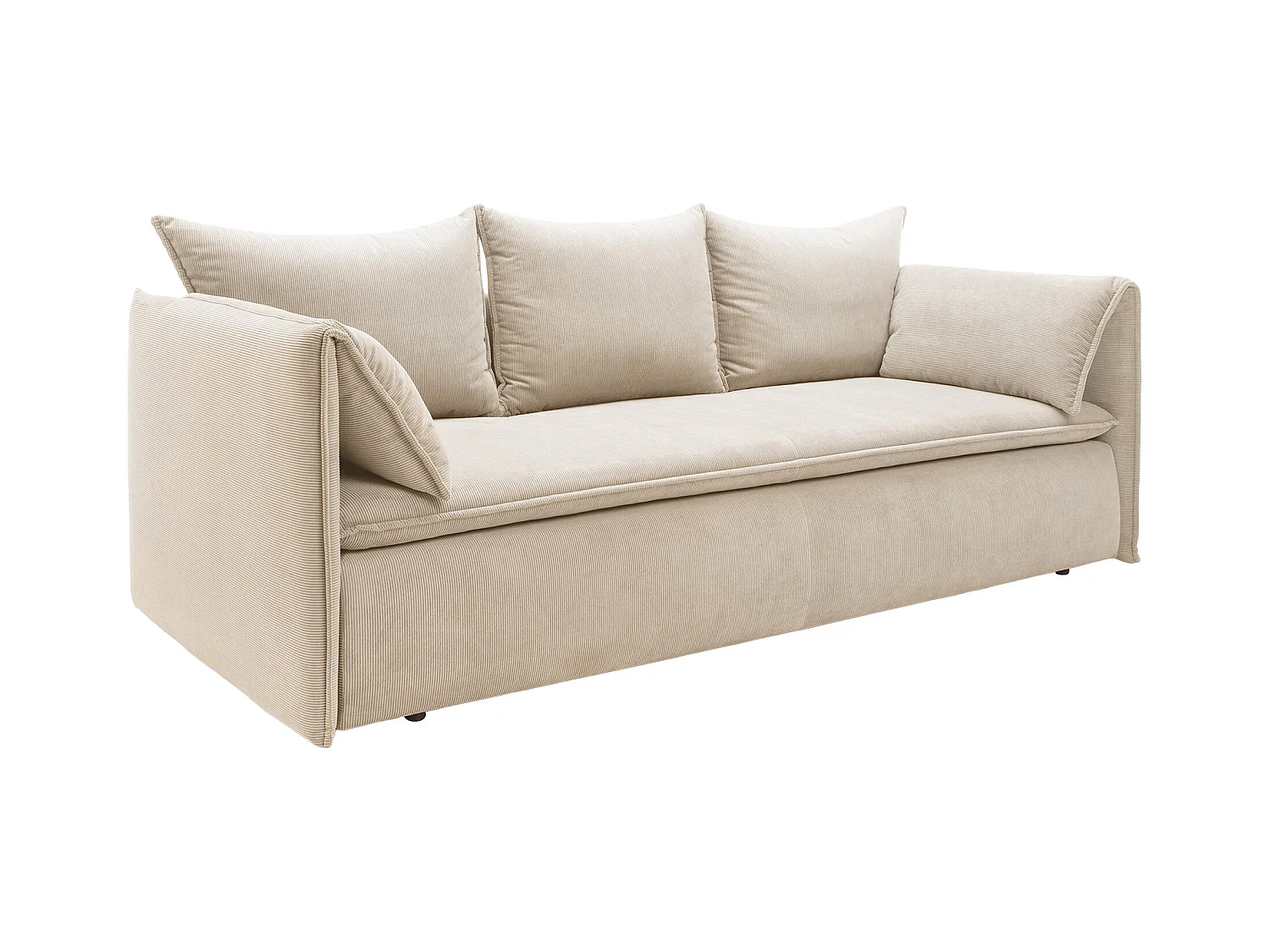 Sofá de 3 lugares convertível em veludo canelado fino bege - TEODORA de PASCAL MORABITO