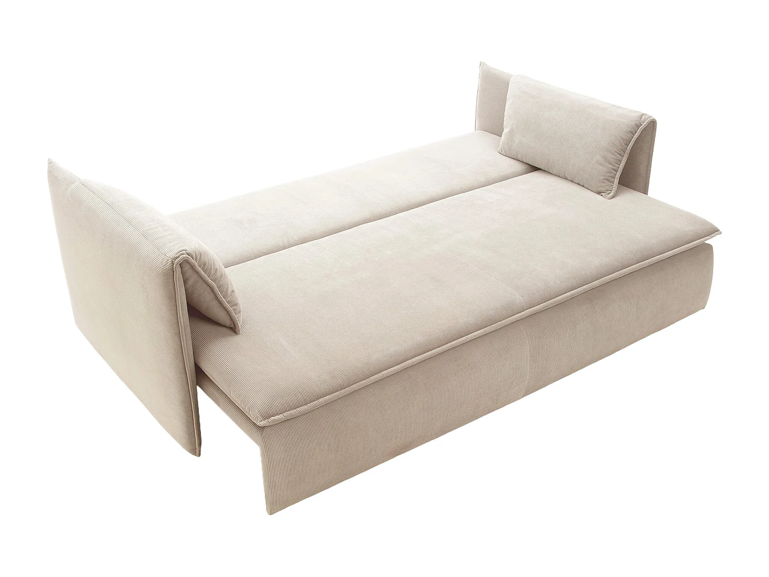 3-sits bäddsoffa beige finspårig manchester TEODORA