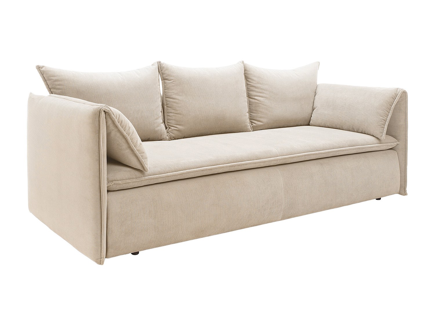 Sofa 3-Sitzer mit Schlaffunktion - Feincord - Beige - TEODORA günstig online kaufen