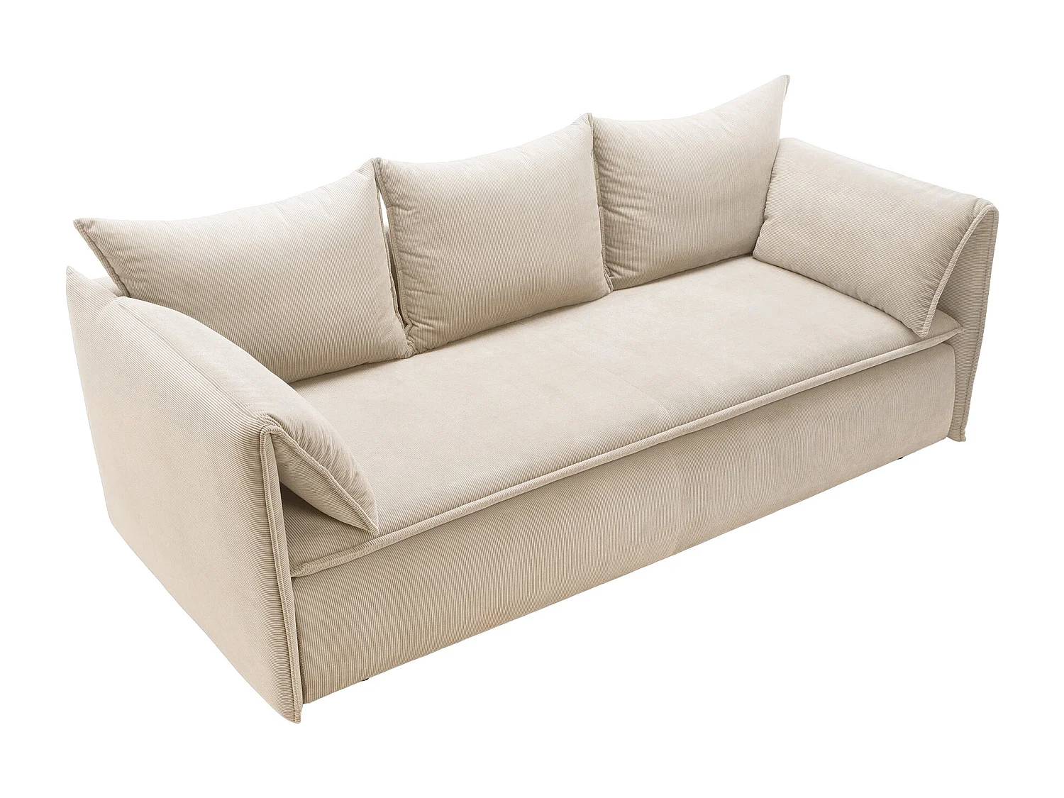 3-sits bäddsoffa beige finspårig manchester TEODORA