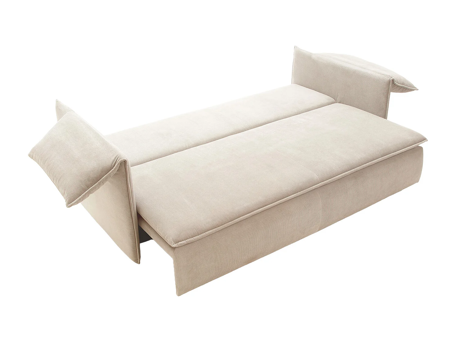 3-sits bäddsoffa beige finspårig manchester TEODORA