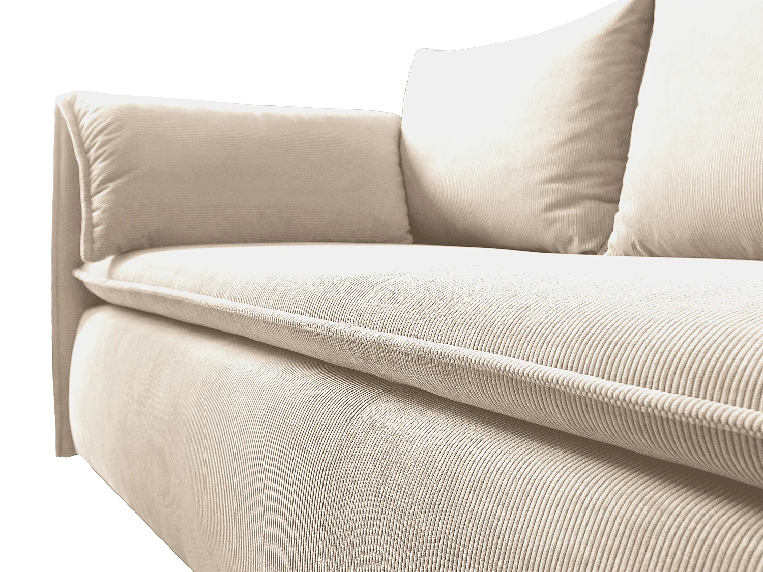 3-sits bäddsoffa beige finspårig manchester TEODORA