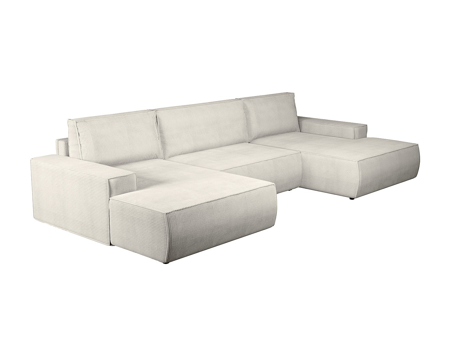 Große Wohnlandschaft mit Schlaffunktion - Cord - Beige - AMELIA günstig online kaufen