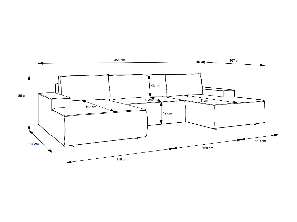 Divano letto angolare panoramico in Velluto a coste Beige AMELIA