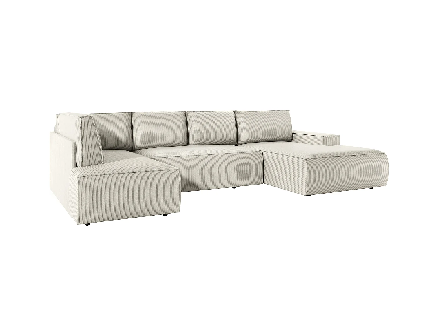 Große Wohnlandschaft - Ecke rechts - Mit Schlaffunktion - Cord - Beige - AMELIA