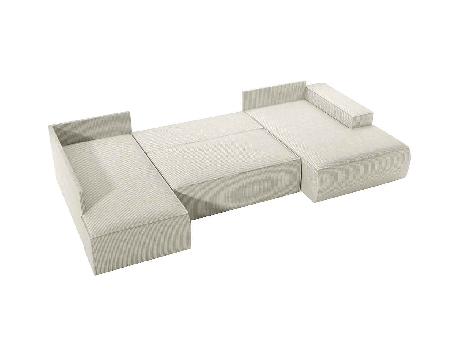 Große Wohnlandschaft - Ecke rechts - Mit Schlaffunktion - Cord - Beige - AMELIA