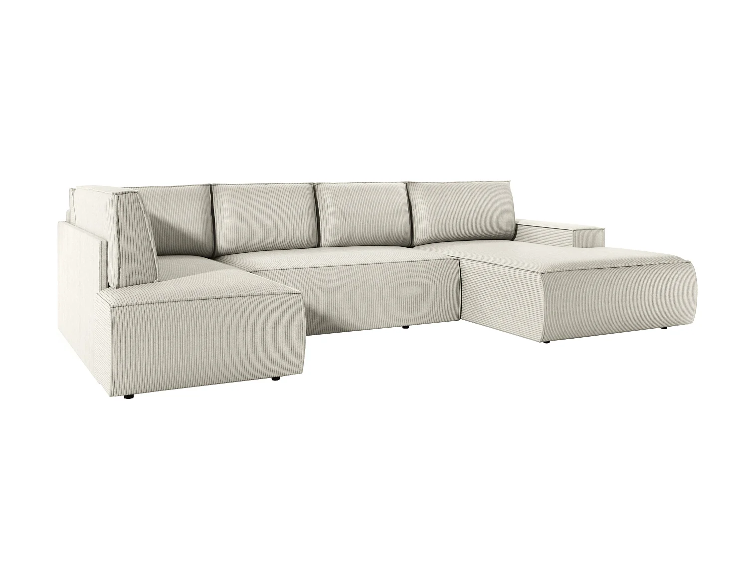 Große Wohnlandschaft - Ecke rechts - Mit Schlaffunktion - Cord - Beige - AMELIA