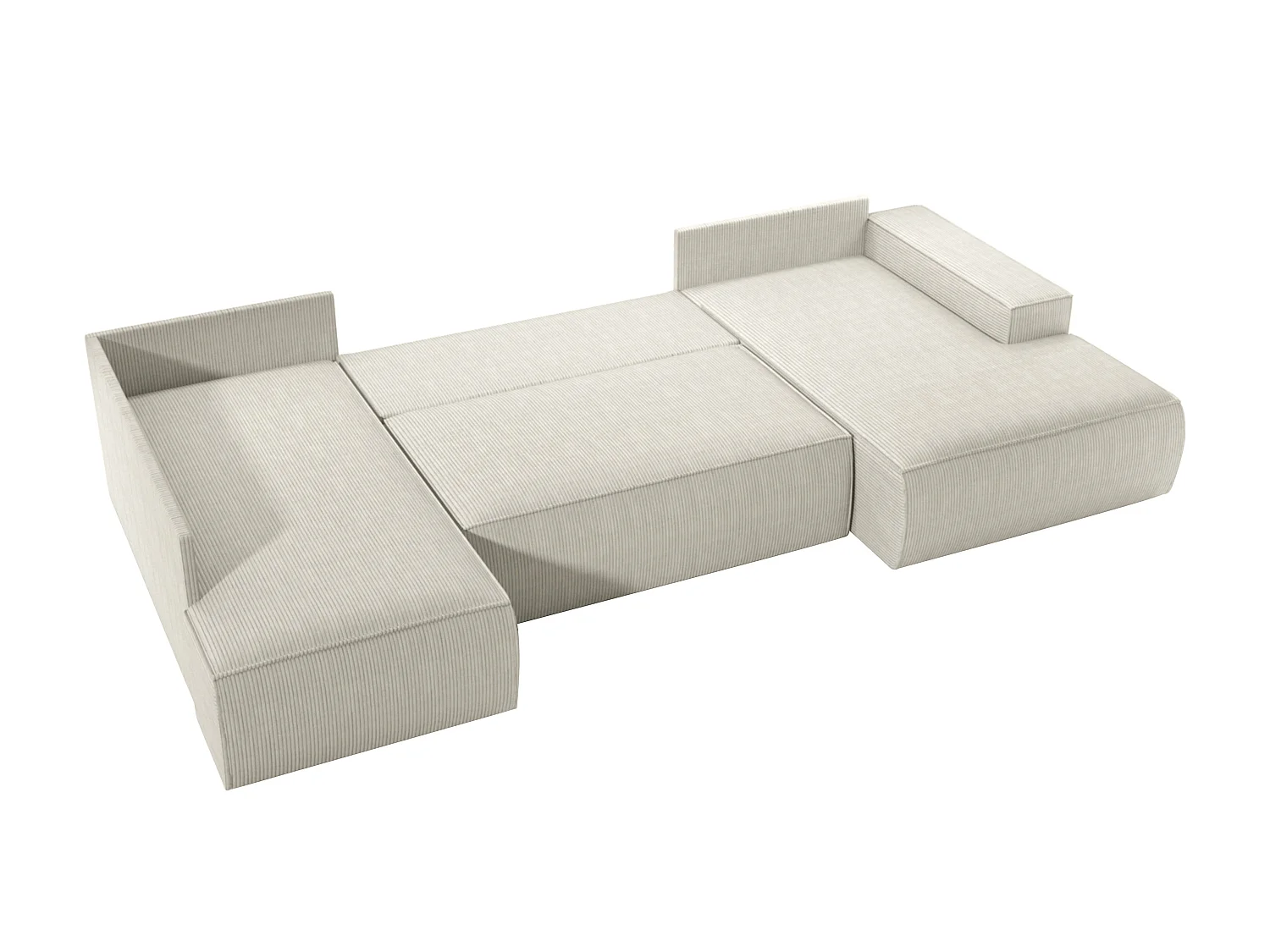 Große Wohnlandschaft - Ecke rechts - Mit Schlaffunktion - Cord - Beige - AMELIA