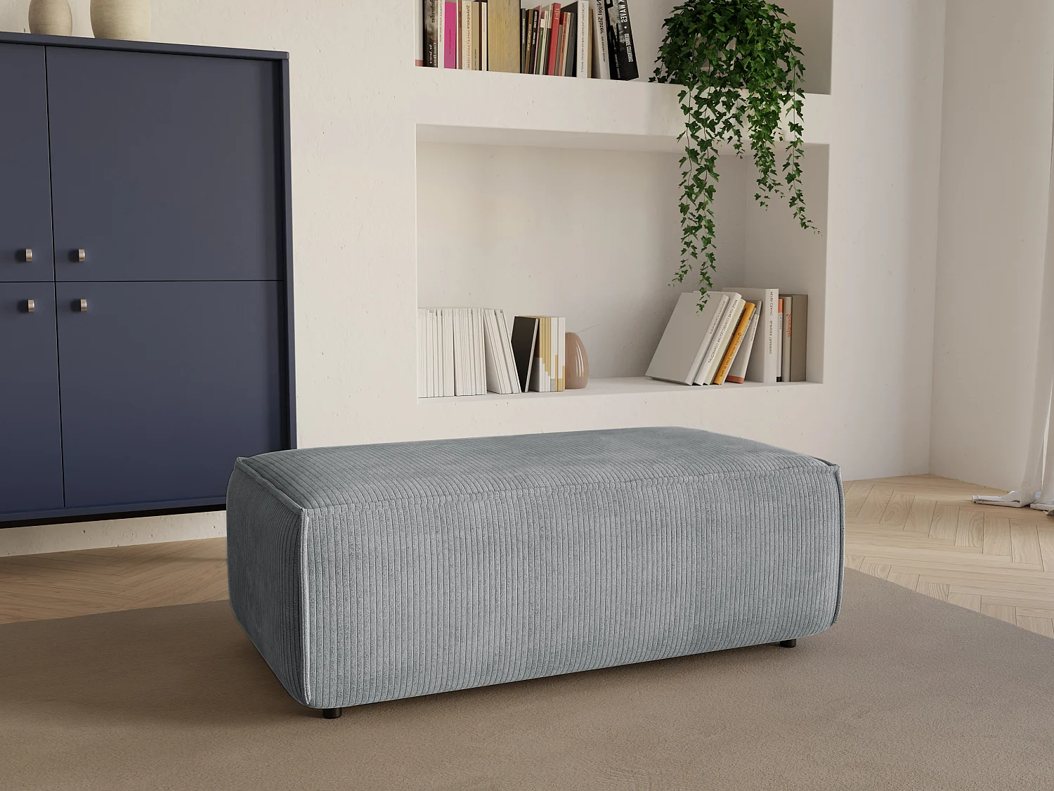 Hocker - Cord - Grau - AMELIA