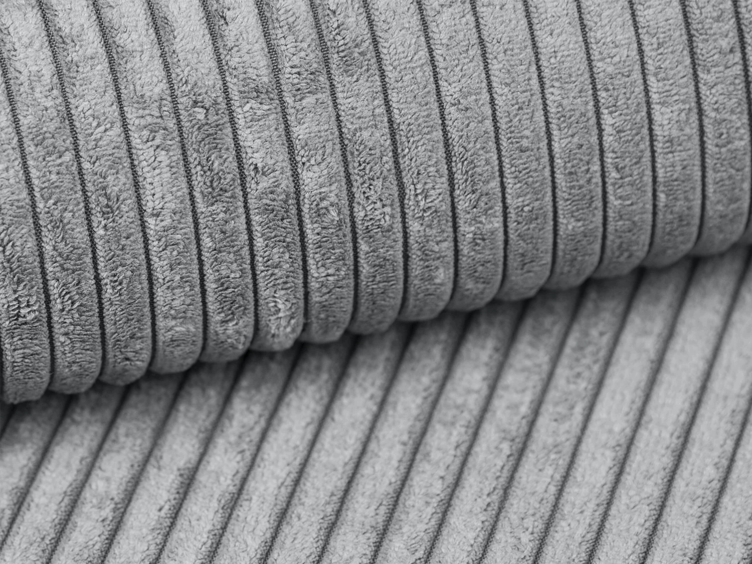 Pouf in Velluto a coste Grigio AMELIA