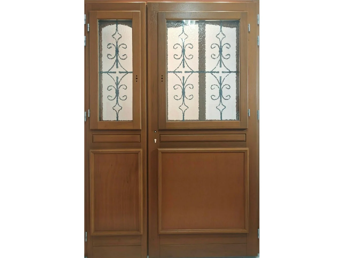 Porte D'entrée Bois Tiercée Vauban H215xl140 Cm Côte Tableau P. Gauche Gd Menuiseries