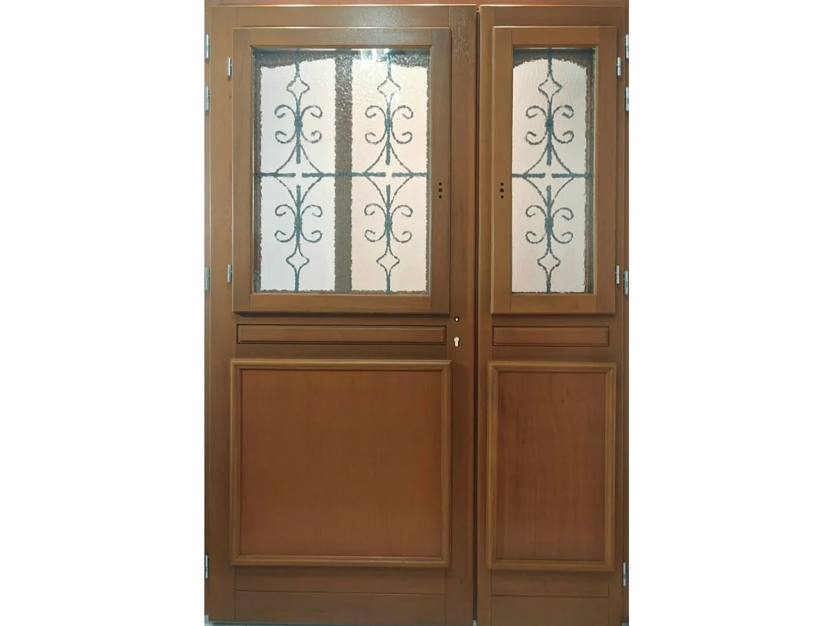 Porte D'entrée Bois Tiercée Vitrée Vauban H.215 X L.120 Côte Tableau P.droit Gd Menuiseries