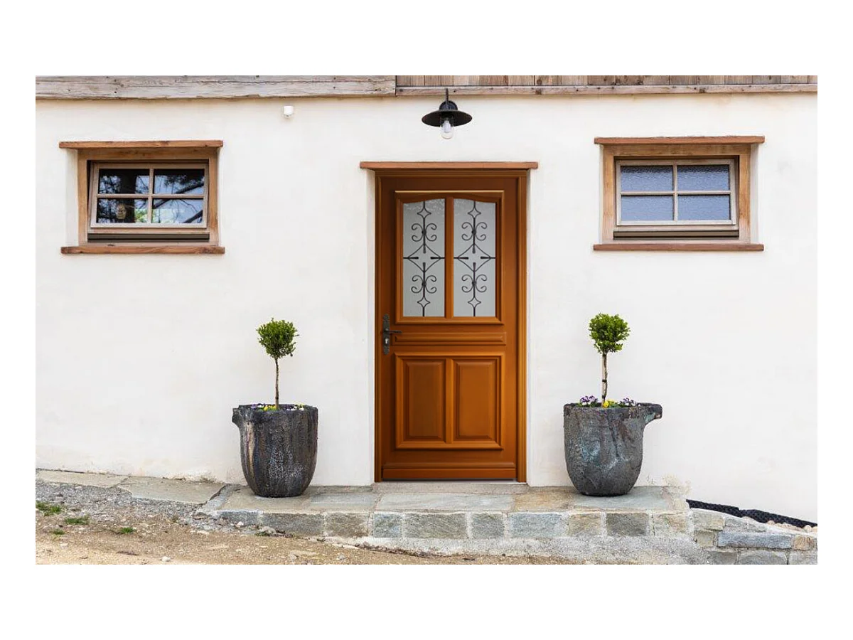 Porte d'entree Bois vitree, Vauban, H,200xl,90  p, droit Cotes Tableau