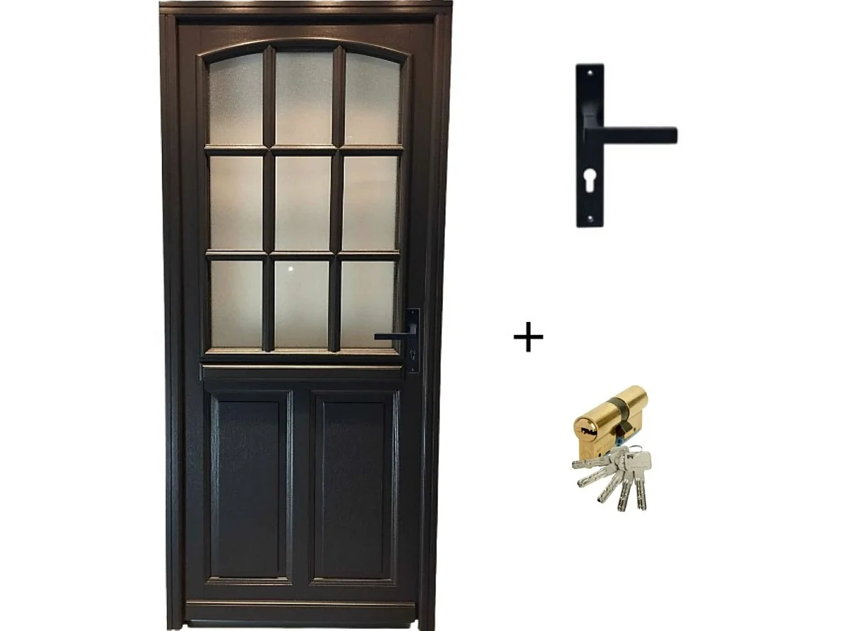 Porta d'ingresso in legno Exo modello 'Alicia' 215X90 a sinistra con maniglia e barra senza maniglia