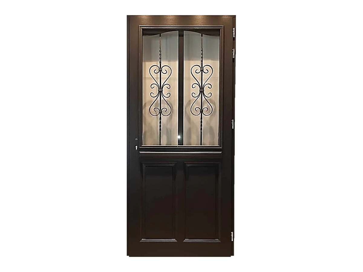 Porte d'entree Bois vitree, Sanna, H,215xl,90  p,gauche  Cote Tableau + Poignee Et Barillet (ref 010403FP)