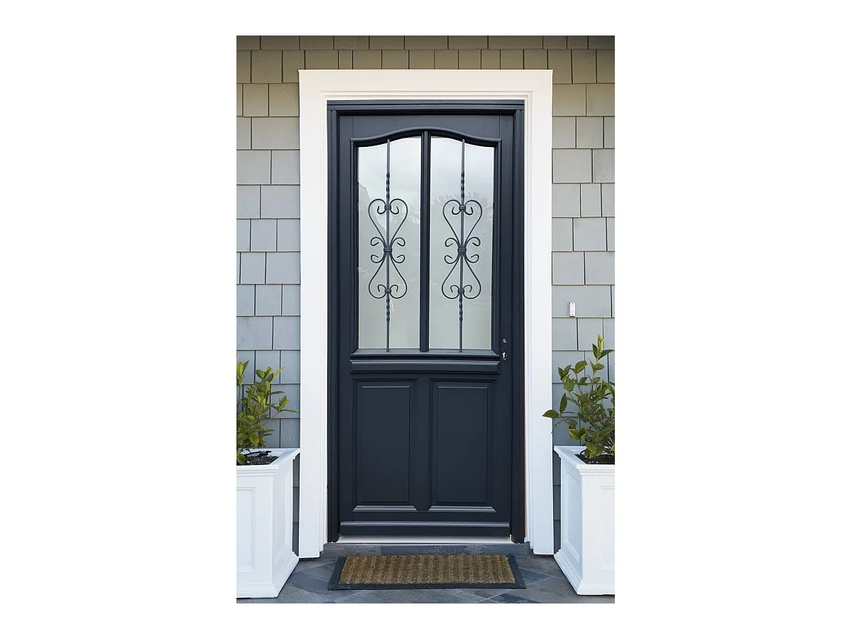 Porte d'entree Bois vitree, Sanna, H,215xl,90  p,gauche  Cote Tableau + Poignee Et Barillet (ref 010403FP)