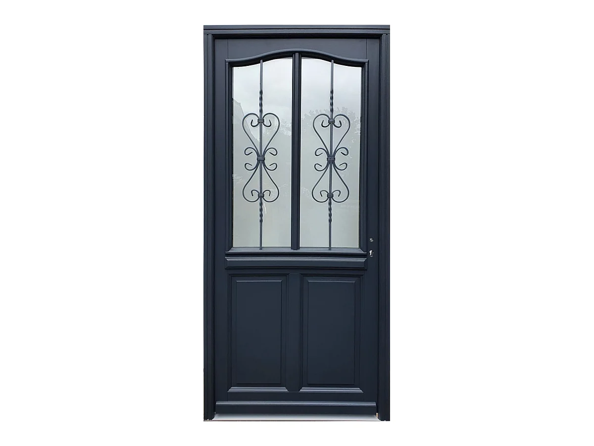 Porte d'entree Bois vitree, Sanna, H,215xl,90  p,gauche  Cote Tableau + Poignee Et Barillet (ref 010403FP)