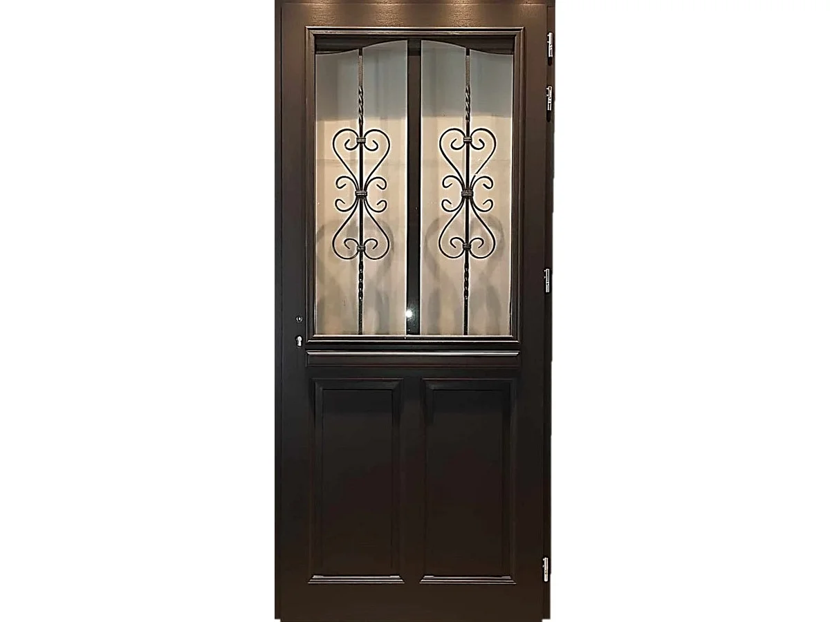 Porte d'entree Bois vitree, Sanna, H,215xl,90 p,gauche Cote Tableau + Poignee Et Barillet (ref 010403FP)