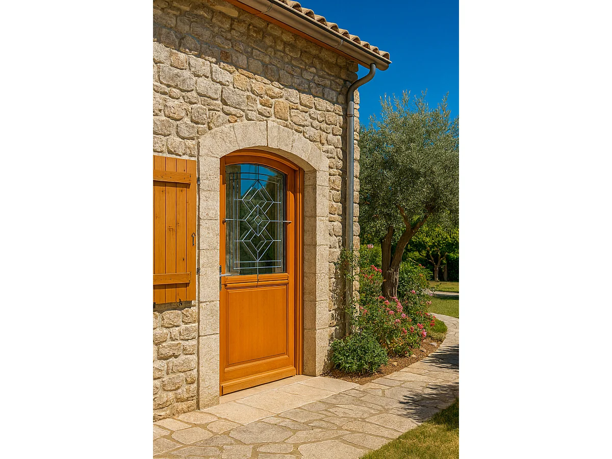 Porte d'entree Bois Vitree, Vitrage Transparent, ELIOTH, H,215xl,90 p, droit Cotes Tableau
