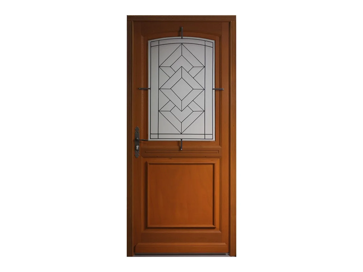 Porte D'Entrée Bois Vitrée, Vitrage Transparent, ELIOTH, H,215Xl,90 P, Droit Côtes Tableau