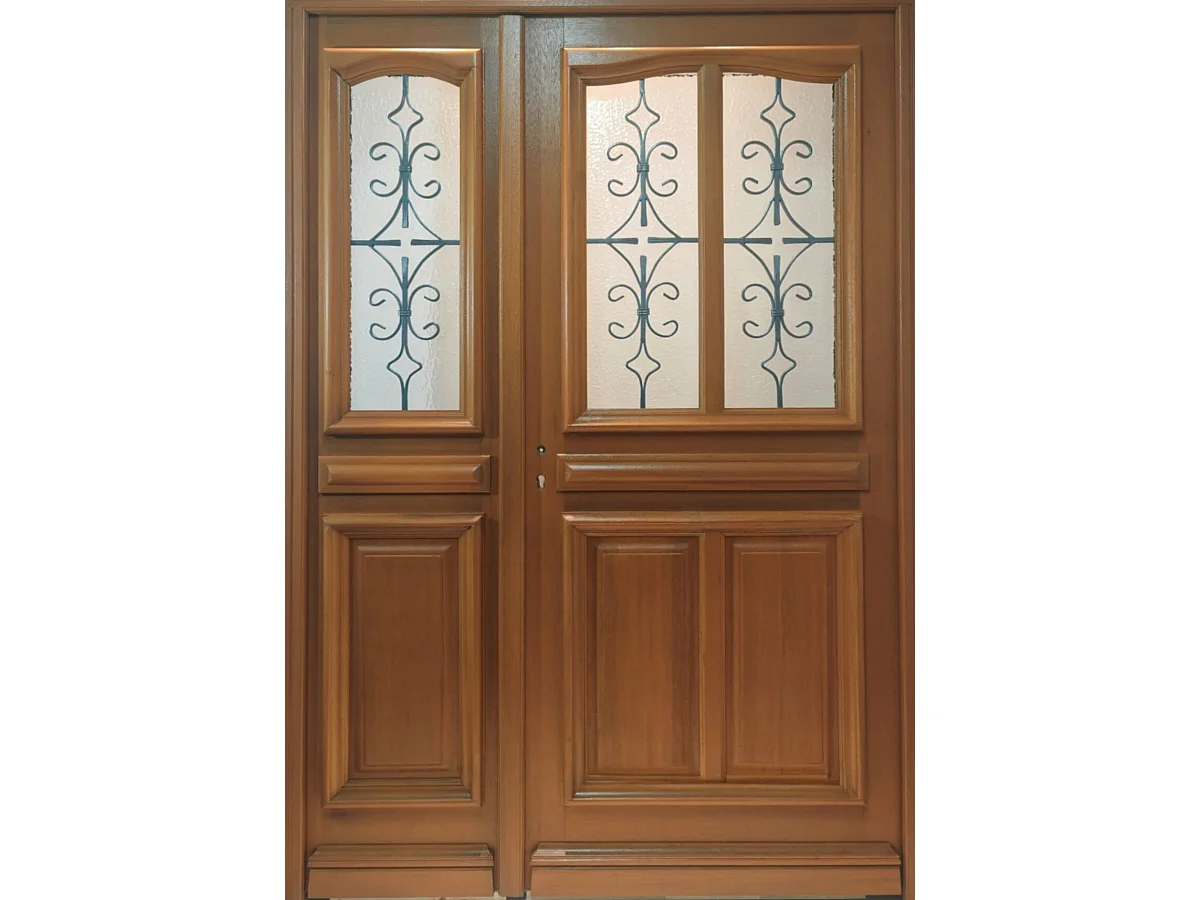 Porte D'entrée Bois Tiercée Vauban H215 X L140 Côte Tableau P.droit Gd Menuiseries