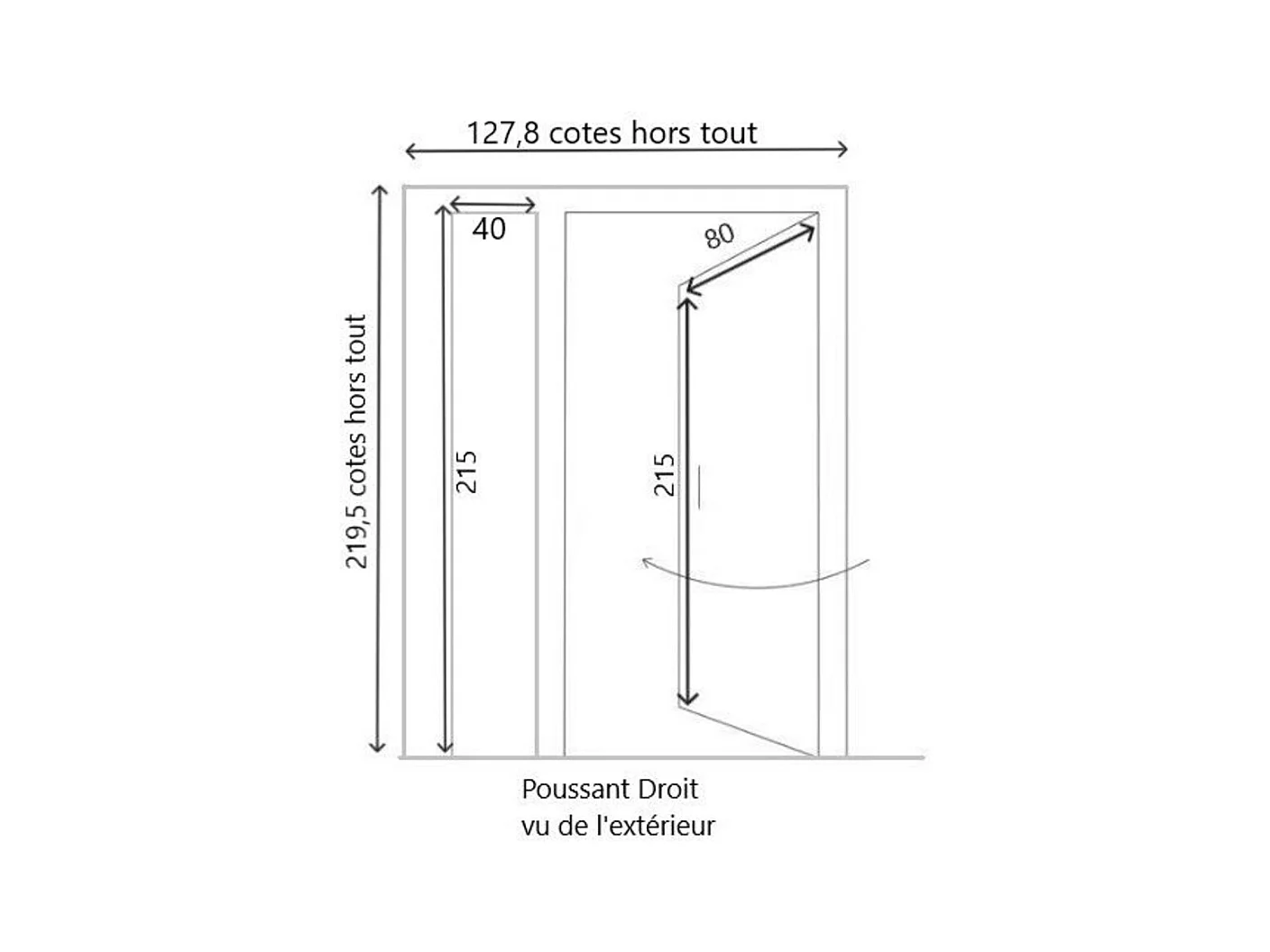 Porte d'entree Bois Tiercee vitree Vauban H215 x L120 p,gauche Cotes Tableau