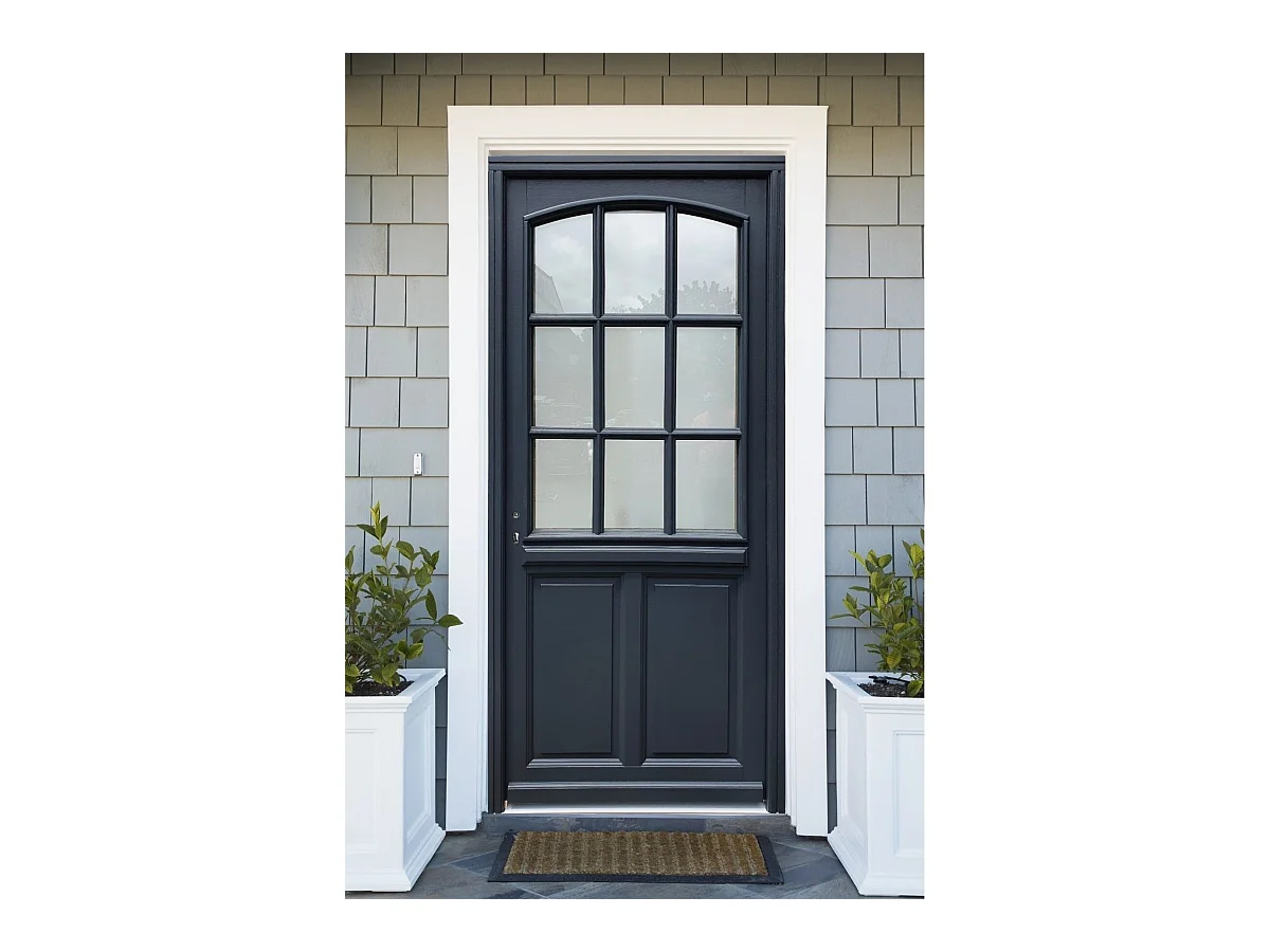 Porte d'entree Bois vitree, Alicia, gris RAL7016, H,215xl,90 p, droit Cote Tableau + Poignee Et Barillet( ref 010723NO)