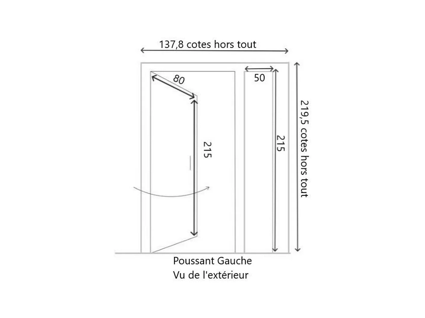 Porte d'entree Bois Tiercee  vitree Vauban H215 x L130 p,gauche Cotes Tableau