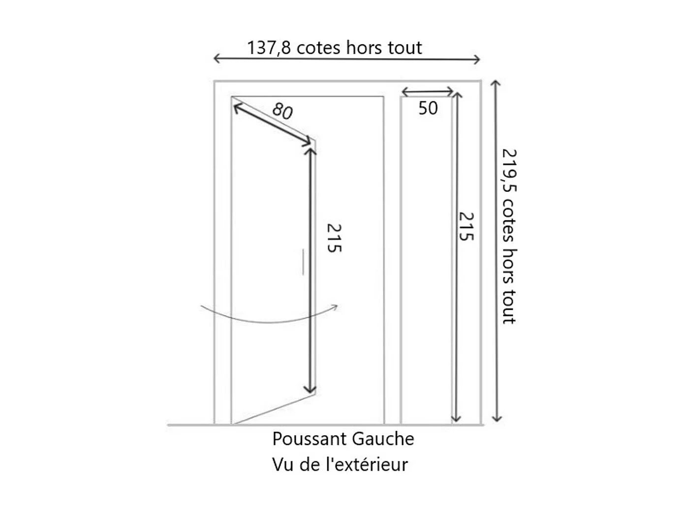 Porte D'entrée Bois Tiercée Vitrée Vauban H.215xl.130 Cm Côtes Tableau P. Gauche Gd Menuiseries
