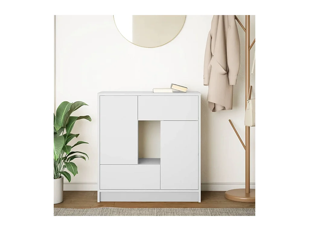 Buffet | Commode à tiroir | Meuble de rangement avec tiroirs et portes blanc 70,5x34x74,5 cm