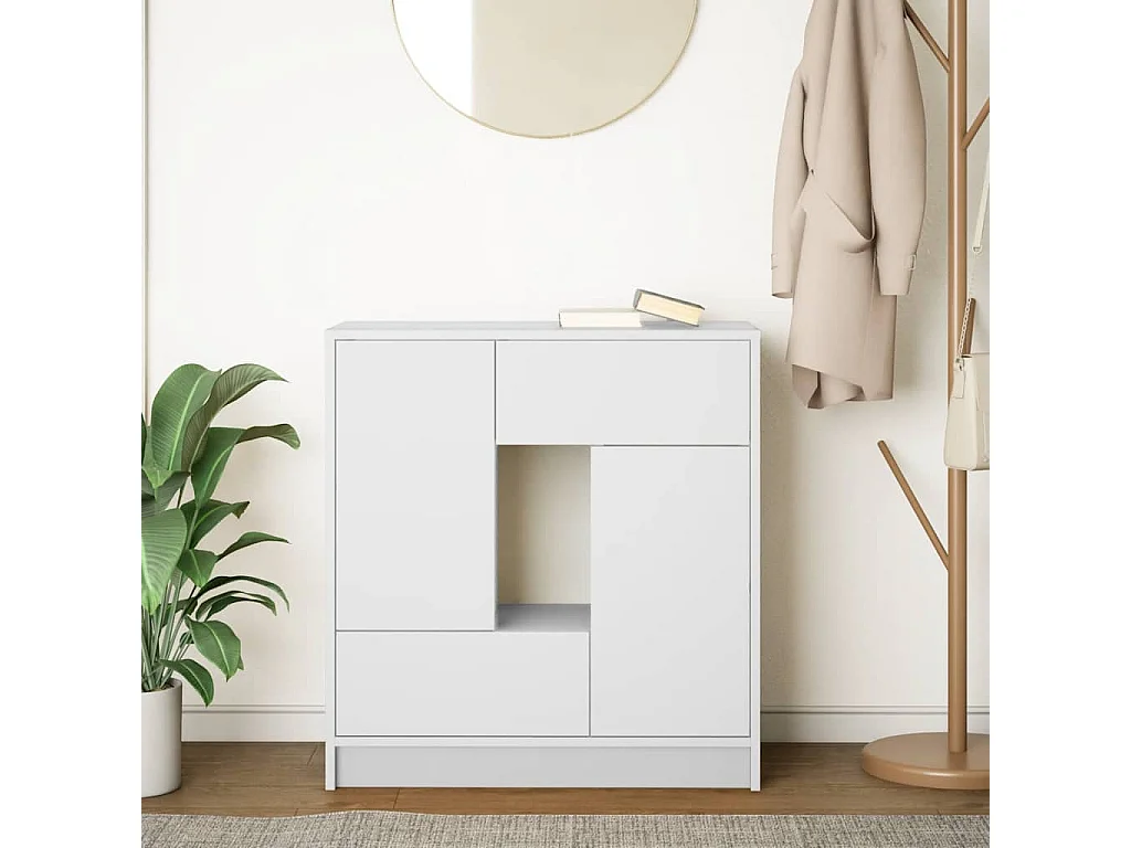 Buffet | Commode à tiroir | Meuble de rangement avec tiroirs et portes blanc 70,5x34x74,5 cm