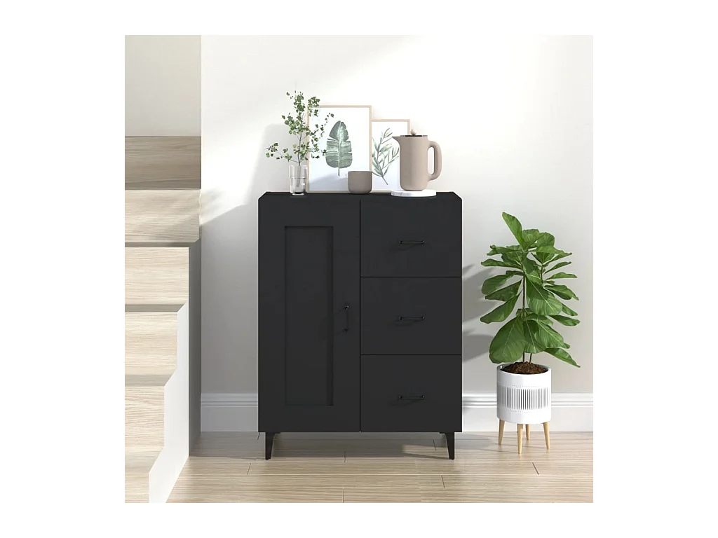 Credenza | Buffet | Armadio Nera 69,5x34x90 cm in Legno Multistrato