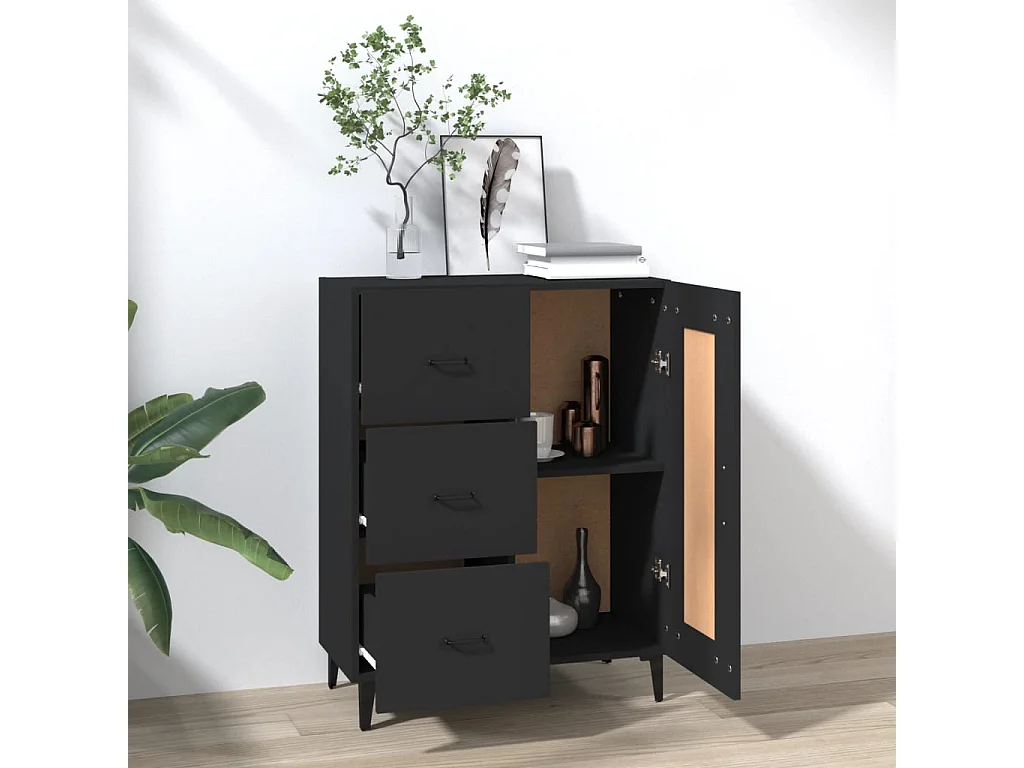 Buffet | Bahut | Meuble de rangement Noir 69,5x34x90 cm Bois d'ingénierie