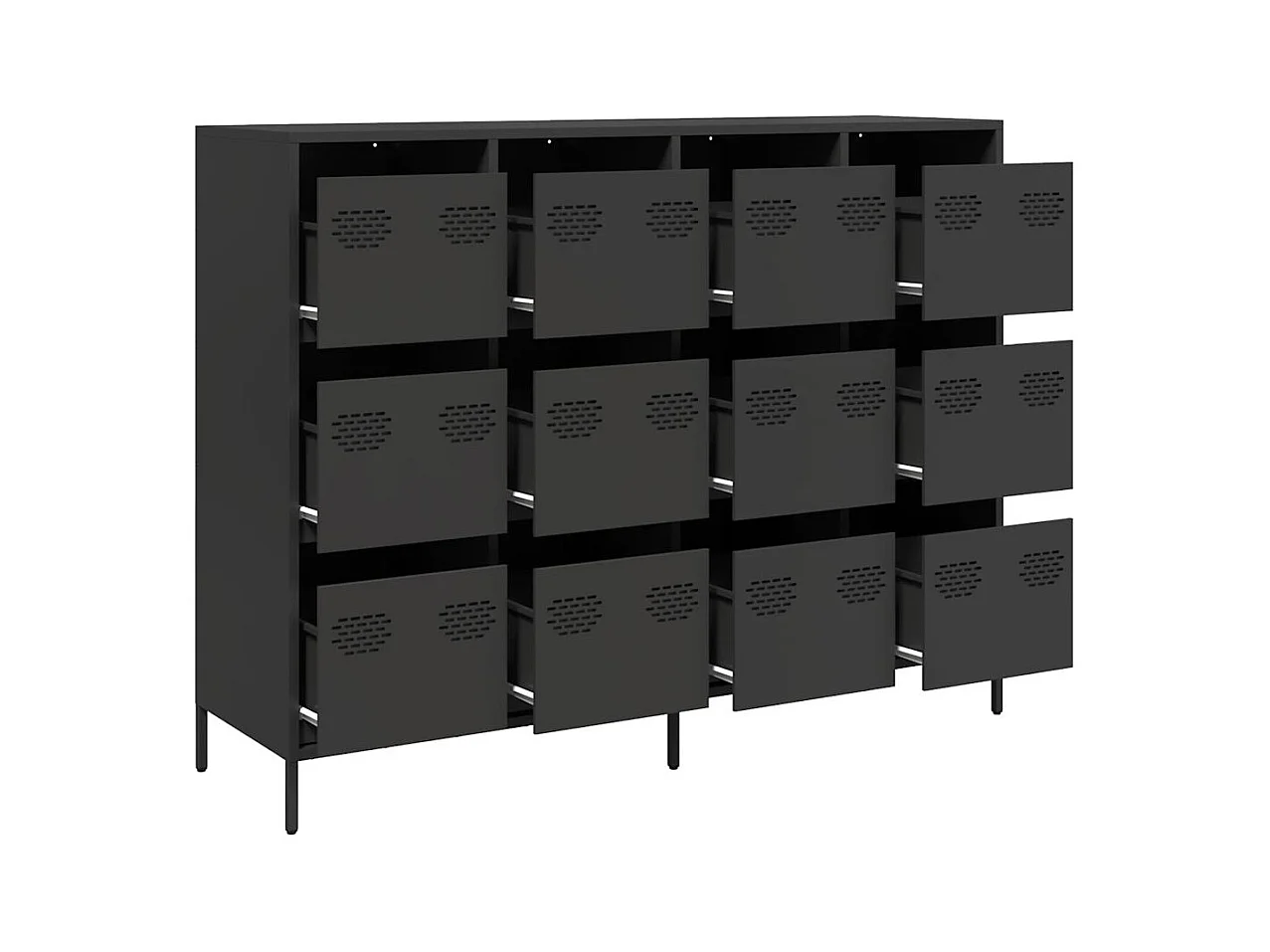 Buffet | Commode à tiroir | Meuble de rangement noir 135x39x103,5 cm acier laminé à froid