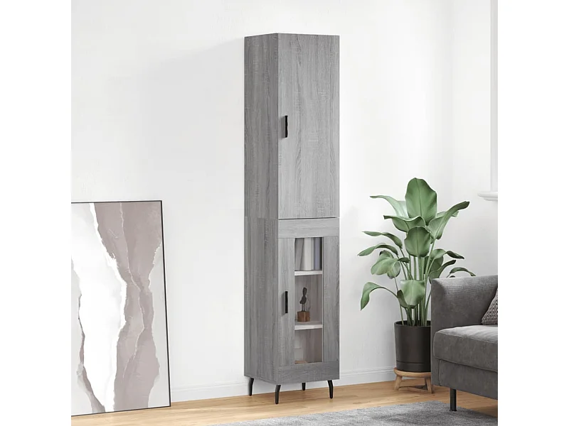 Buffet | Bahut | Meuble de rangement haut Sonoma gris 34,5x34x180 cm Bois d'ingénierie