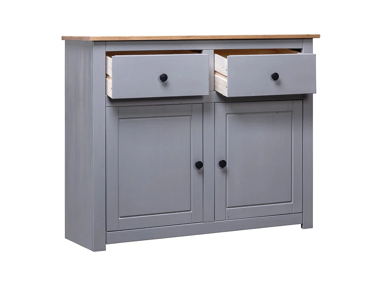 Credenza | Buffet | Armadio Grigia 93x40x80 cm in Legno Massello di Pino Panama