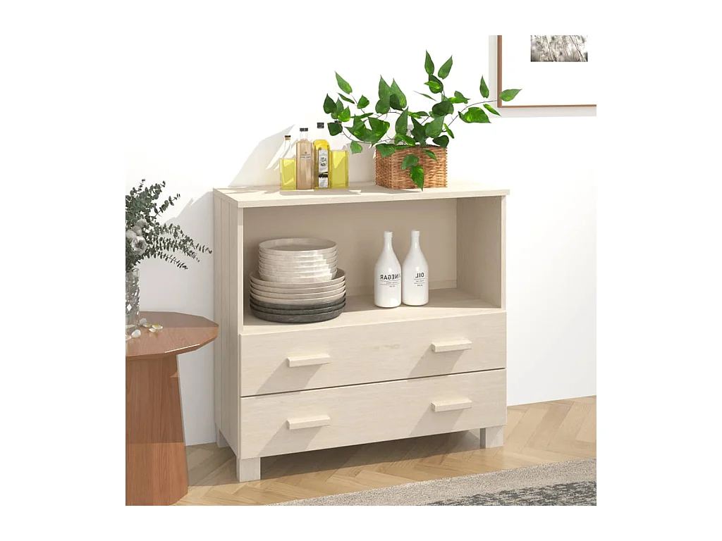 Buffet | Commode à tiroir | Meuble de rangement HAMAR Marron miel 85x35x80 cm Bois massif de pin