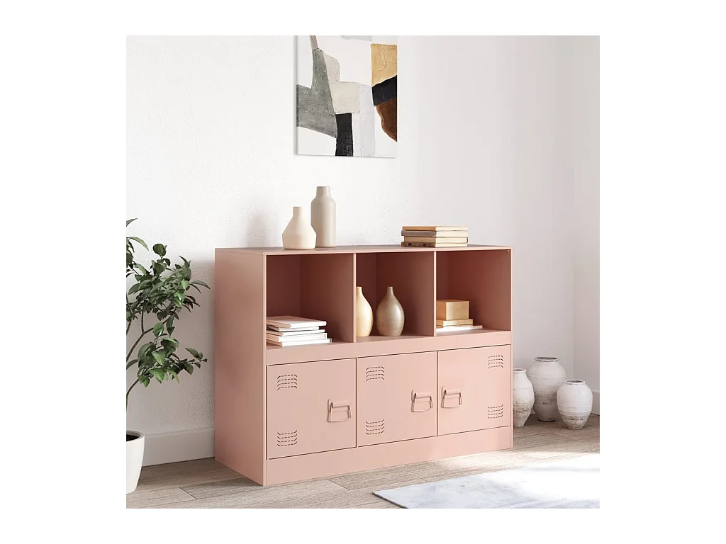 Credenza | Buffet | Armadio Rosa 99x39x73 cm in Acciaio