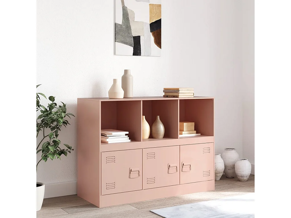Credenza | Buffet | Armadio Rosa 99x39x73 cm in Acciaio