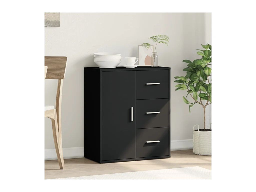 Credenza | Buffet | Armadio Nero 60x31x70 cm in Legno Multistrato