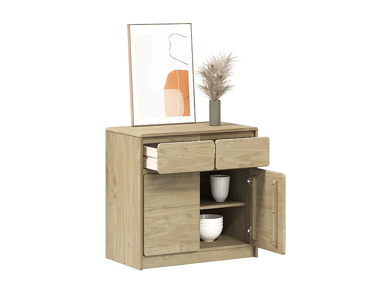 Buffet | Commode à tiroir | Meuble de rangement SAUDA chêne 80x43x75,5 cm bois massif de pin