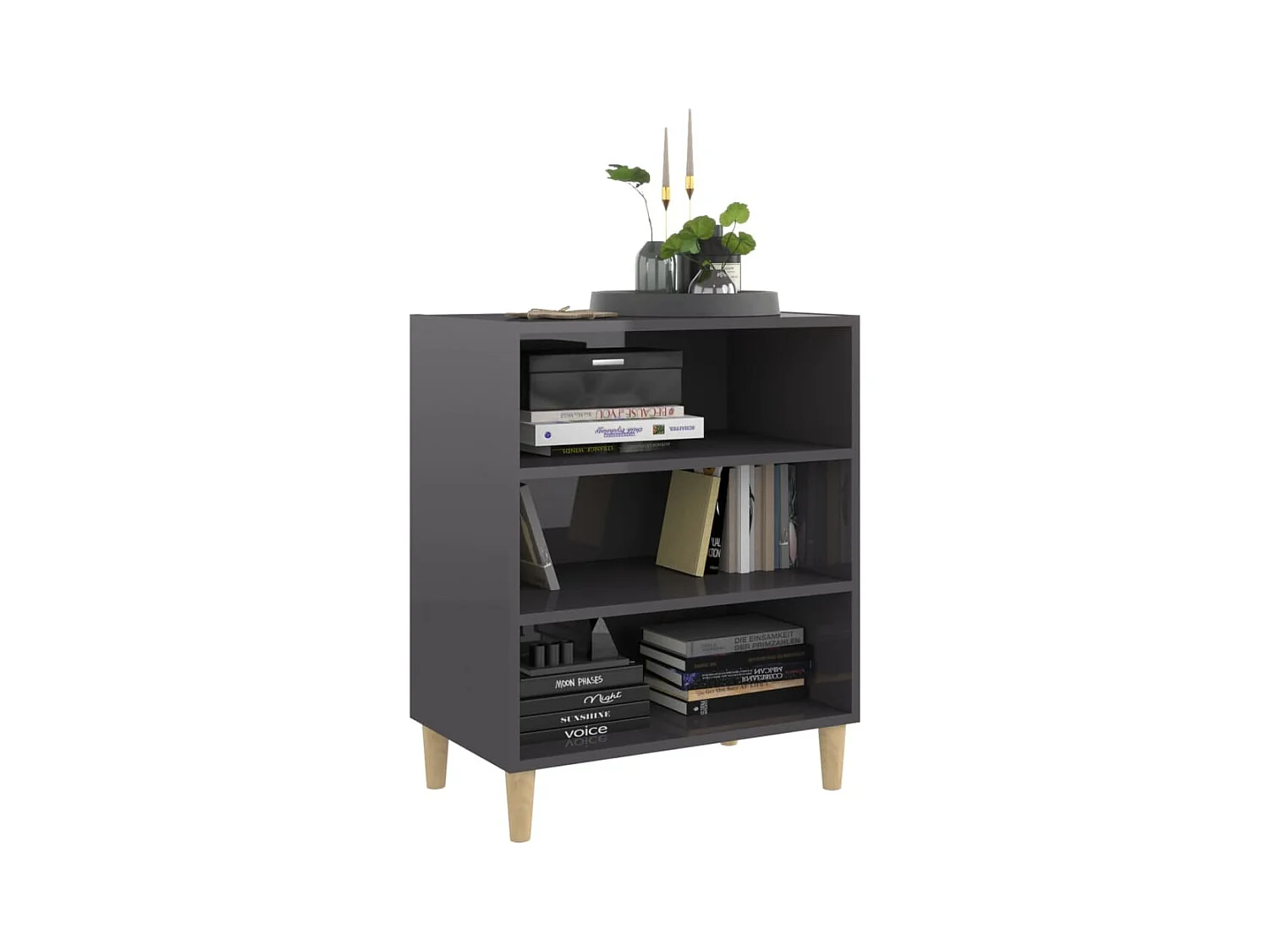 Buffet | Bahut | Meuble de rangement gris brillant 57x35x70 cm bois d'ingénierie