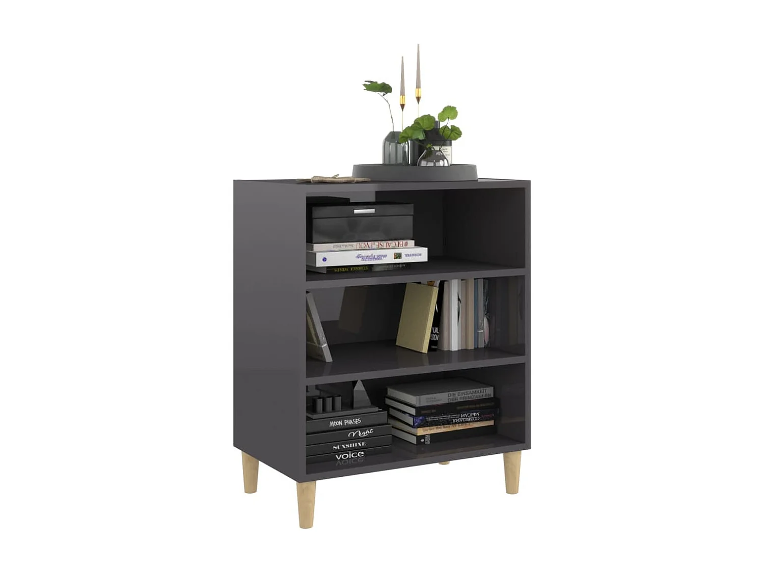 Buffet | Bahut | Meuble de rangement gris brillant 57x35x70 cm bois d'ingénierie