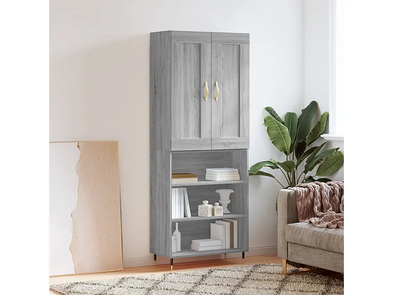 Buffet | Bahut | Meuble de rangement haut Sonoma gris 69,5x34x180 cm Bois d'ingénierie