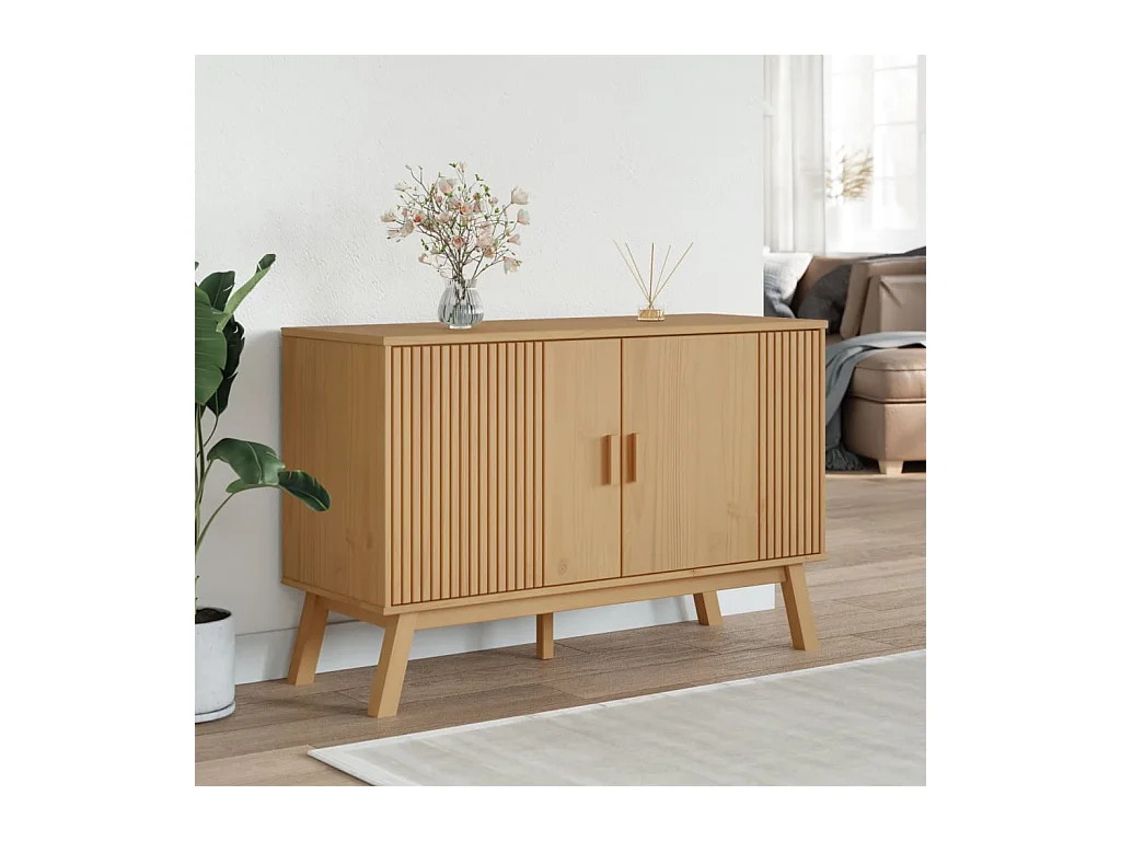 Buffet | Bahut | Meuble de rangement OLDEN marron 114x43x73,5 cm bois massif de pin