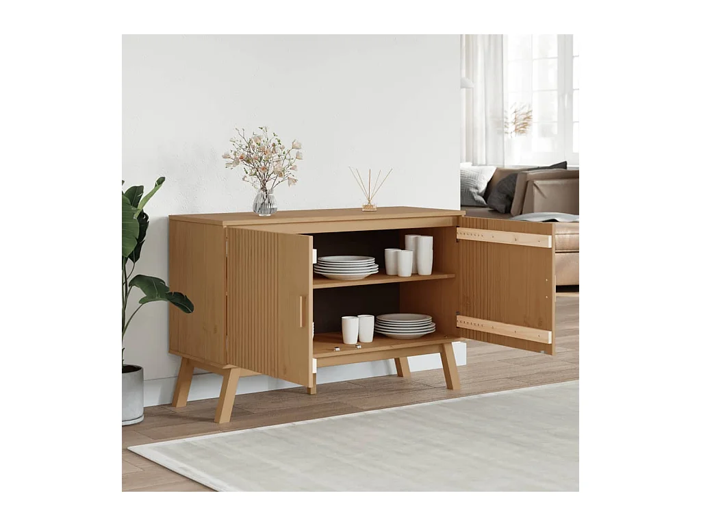 Buffet | Bahut | Meuble de rangement OLDEN marron 114x43x73,5 cm bois massif de pin