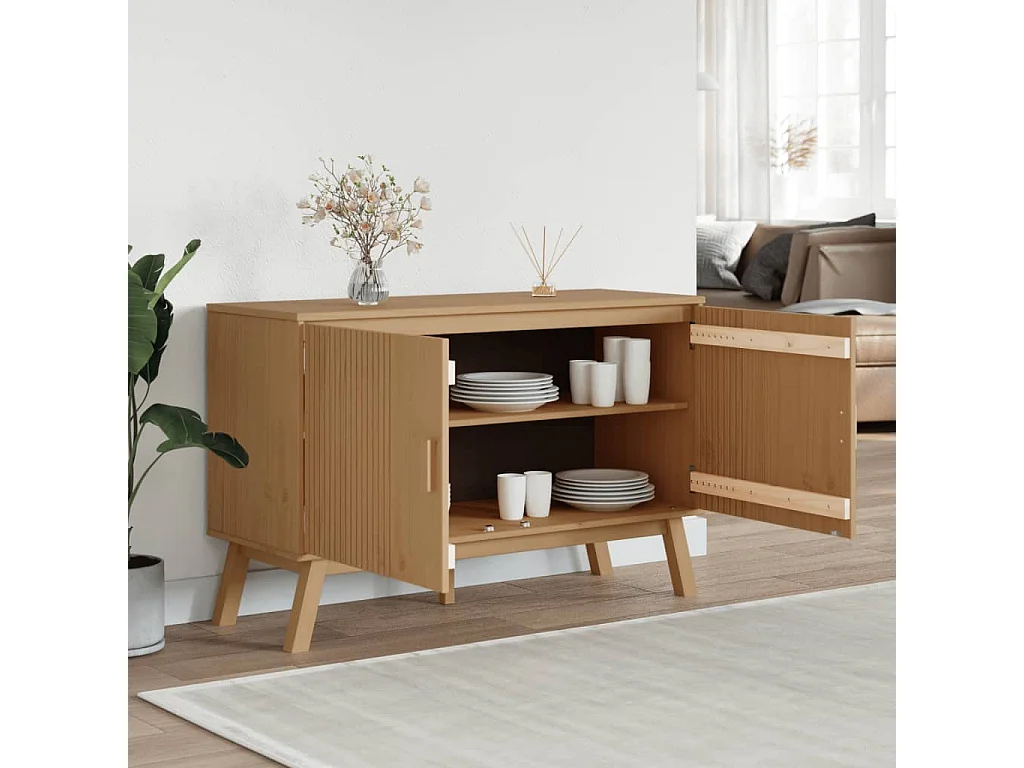 Buffet | Bahut | Meuble de rangement OLDEN marron 114x43x73,5 cm bois massif de pin