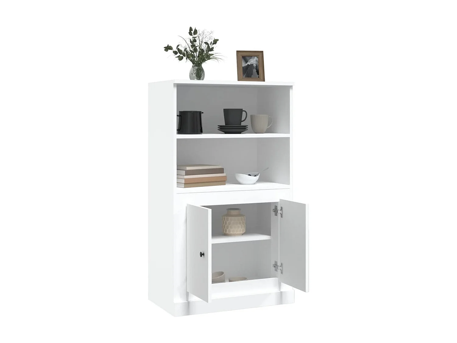 Buffet | Bahut | Meuble de rangement haut blanc 60x35,5x103,5 cm bois d'ingénierie