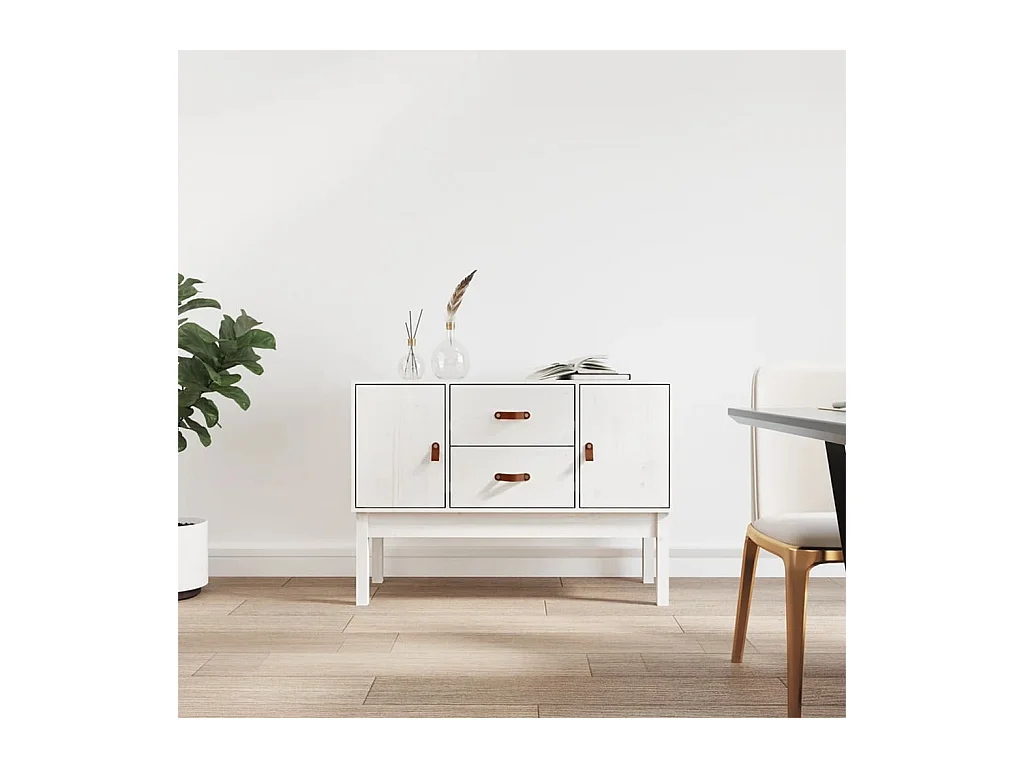 Credenza | Buffet | Armadio Bianca 110x40x78 cm in Legno Massello di Pino